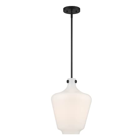 Designers Fountain Day Dream 60 Watt 1 Light Matte Black Pendant with White Opal Glass Shade D229M-12P-MB